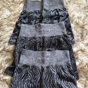 NWOT NVGTN Seamless Shorts Bundle Black Camo Zebra Snake Prints Size Small
